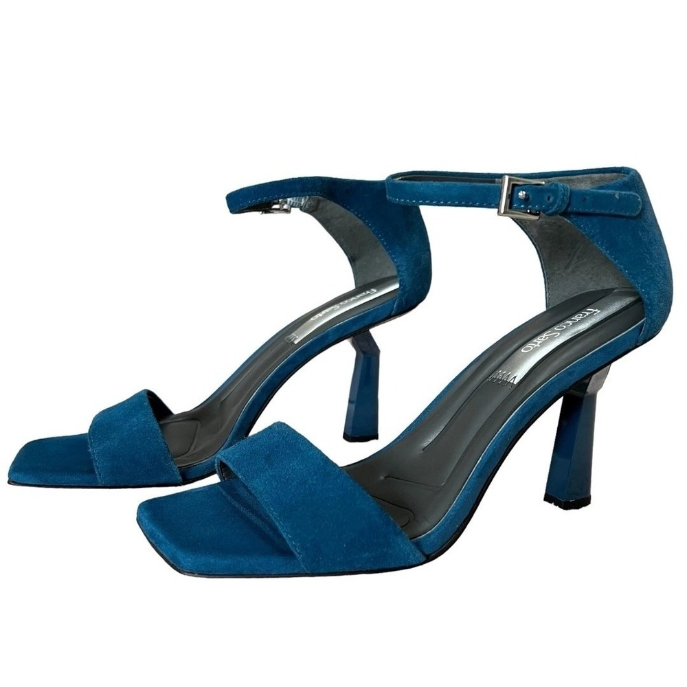Franco Sarto Remedy Suede Teal Blue Ankle Strap Sandal Size 10M